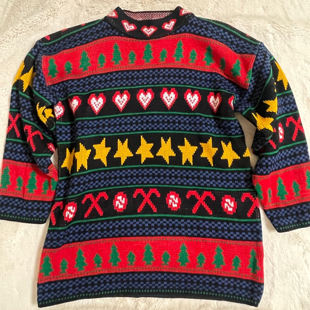 Festive Multicolor vintage Nuggets Christmas Sweater sz small